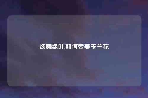 炫舞绿叶,如何赞美玉兰花