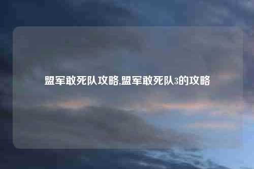 盟军敢死队攻略,盟军敢死队3的攻略
