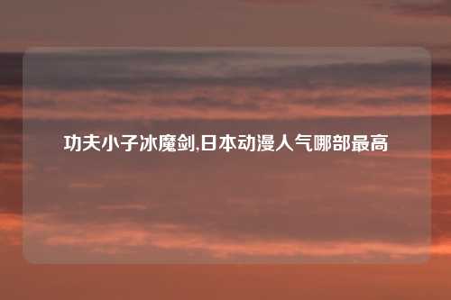 功夫小子冰魔剑,日本动漫人气哪部最高