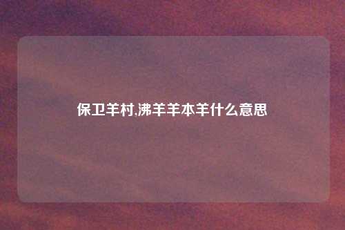 保卫羊村,沸羊羊本羊什么意思