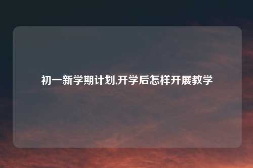 初一新学期计划,开学后怎样开展教学