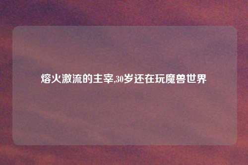 熔火激流的主宰,30岁还在玩魔兽世界