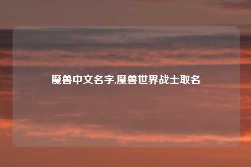 魔兽中文名字,魔兽世界战士取名