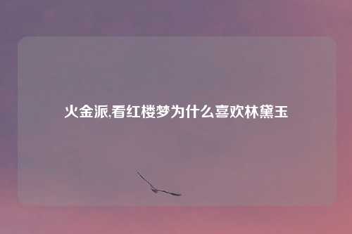 火金派,看红楼梦为什么喜欢林黛玉