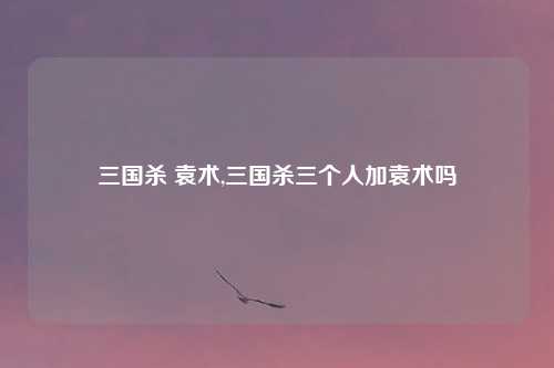 三国杀 袁术,三国杀三个人加袁术吗
