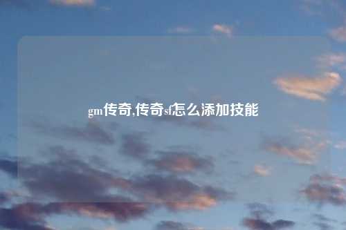 gm传奇,传奇sf怎么添加技能