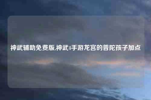 神武辅助免费版,神武4手游龙宫的普陀孩子加点