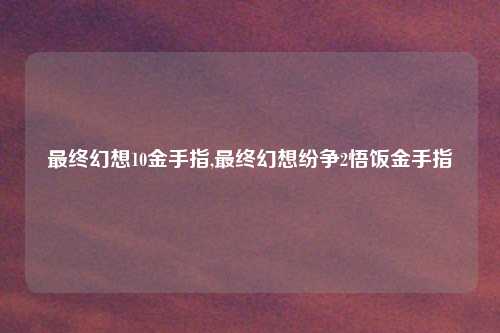 最终幻想10金手指,最终幻想纷争2悟饭金手指