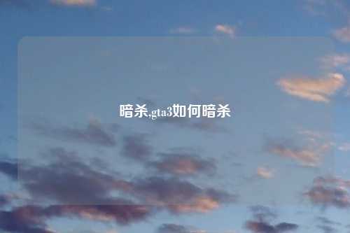 暗杀,gta3如何暗杀