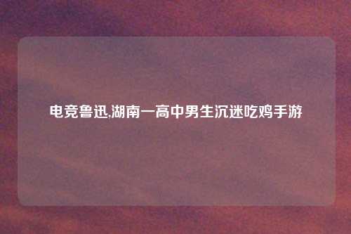 电竞鲁迅,湖南一高中男生沉迷吃鸡手游