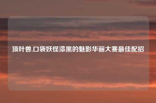 顶叶兽,口袋妖怪漆黑的魅影华丽大赛最佳配招