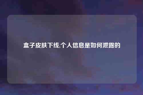 盒子皮肤下线,个人信息是如何泄露的