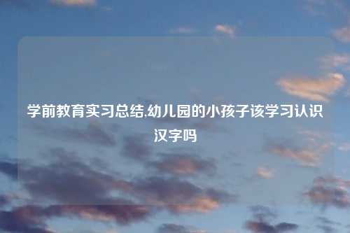 学前教育实习总结,幼儿园的小孩子该学习认识汉字吗