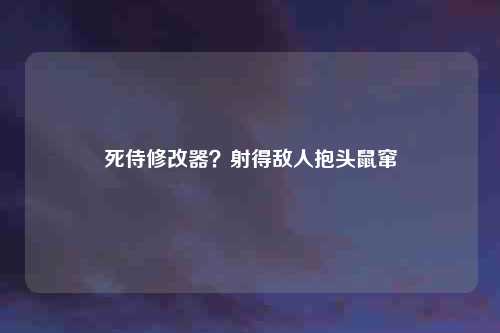 死侍修改器？射得敌人抱头鼠窜