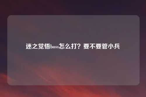迷之觉悟boss怎么打？要不要管小兵