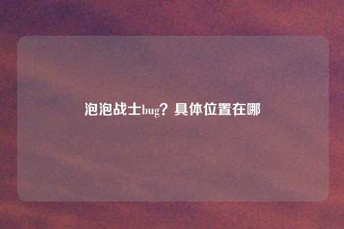 泡泡战士bug？具体位置在哪
