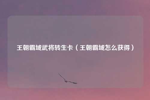 王朝霸域武将转生卡（王朝霸域怎么获得）