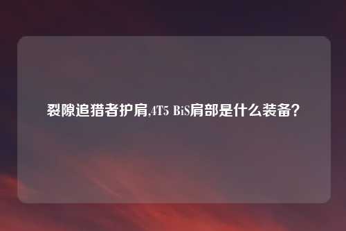 裂隙追猎者护肩,4T5 BiS肩部是什么装备？