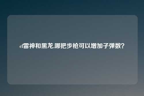 cf雷神和黑龙,哪把步枪可以增加子弹数？