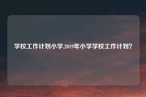 学校工作计划小学,2019年小学学校工作计划？