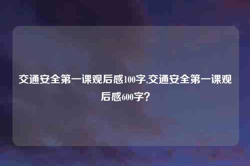 交通安全第一课观后感100字,交通安全第一课观后感600字？