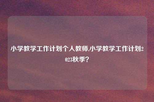 小学教学工作计划个人教师,小学教学工作计划2023秋季？