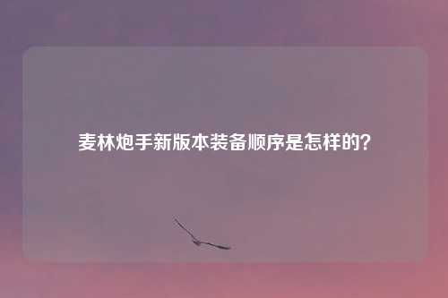 麦林炮手新版本装备顺序是怎样的？