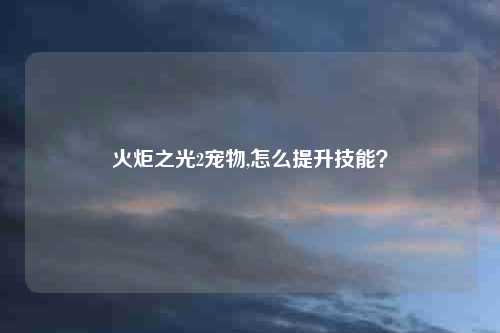 火炬之光2宠物,怎么提升技能？