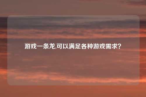游戏一条龙,可以满足各种游戏需求？