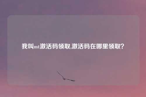 我叫mt激活码领取,激活码在哪里领取？