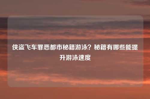 侠盗飞车罪恶都市秘籍游泳？秘籍有哪些能提升游泳速度