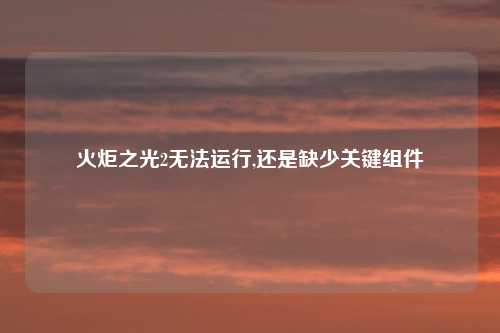 火炬之光2无法运行,还是缺少关键组件