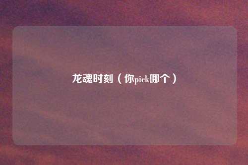 龙魂时刻（你pick哪个）
