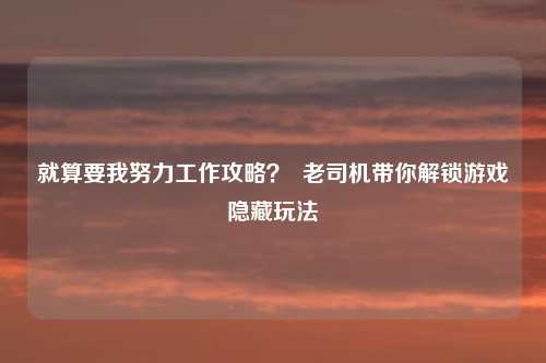 就算要我努力工作攻略？  老司机带你解锁游戏隐藏玩法