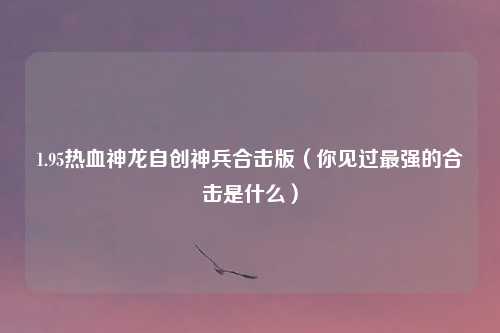 1.95热血神龙自创神兵合击版（你见过最强的合击是什么）