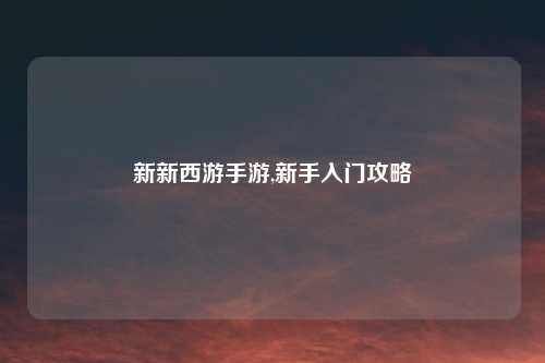 新新西游手游,新手入门攻略