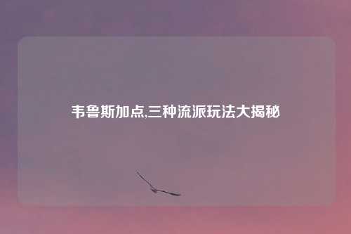 韦鲁斯加点,三种流派玩法大揭秘