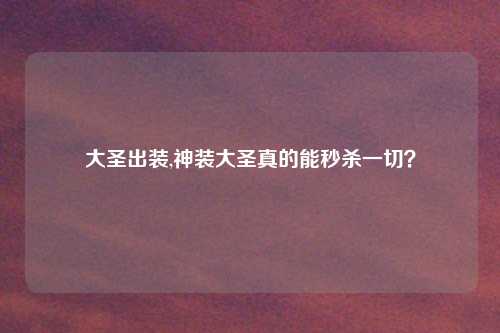大圣出装,神装大圣真的能秒杀一切？