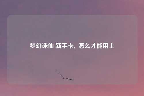 梦幻诛仙 新手卡,  怎么才能用上