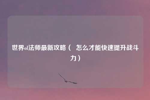世界ol法师最新攻略（  怎么才能快速提升战斗力）