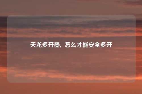 天龙多开器,  怎么才能安全多开
