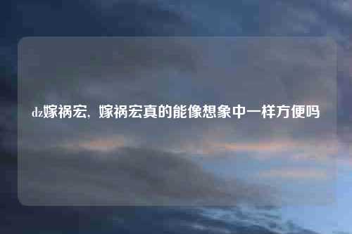 dz嫁祸宏,  嫁祸宏真的能像想象中一样方便吗