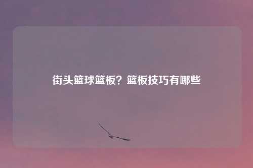 街头篮球篮板？篮板技巧有哪些
