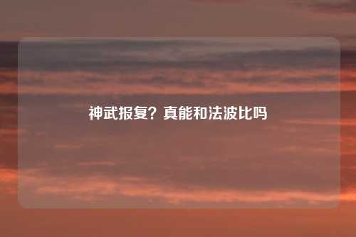 神武报复？真能和法波比吗