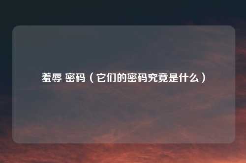 羞辱 密码（它们的密码究竟是什么）