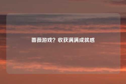 蔷薇游戏？收获满满成就感