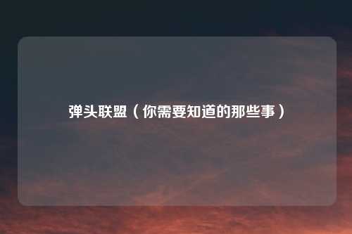 弹头联盟（你需要知道的那些事）