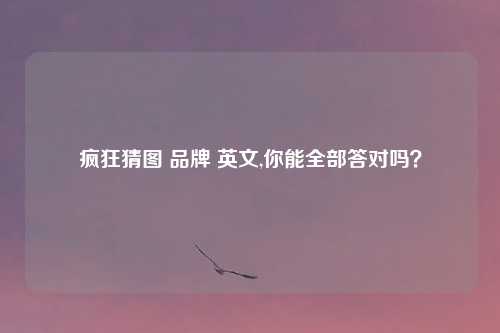 疯狂猜图 品牌 英文,你能全部答对吗？
