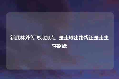 新武林外传飞羽加点,  是走输出路线还是走生存路线