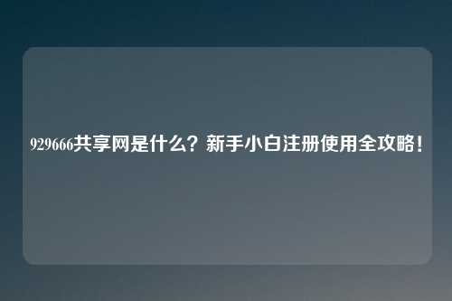 929666共享网是什么？新手小白注册使用全攻略！